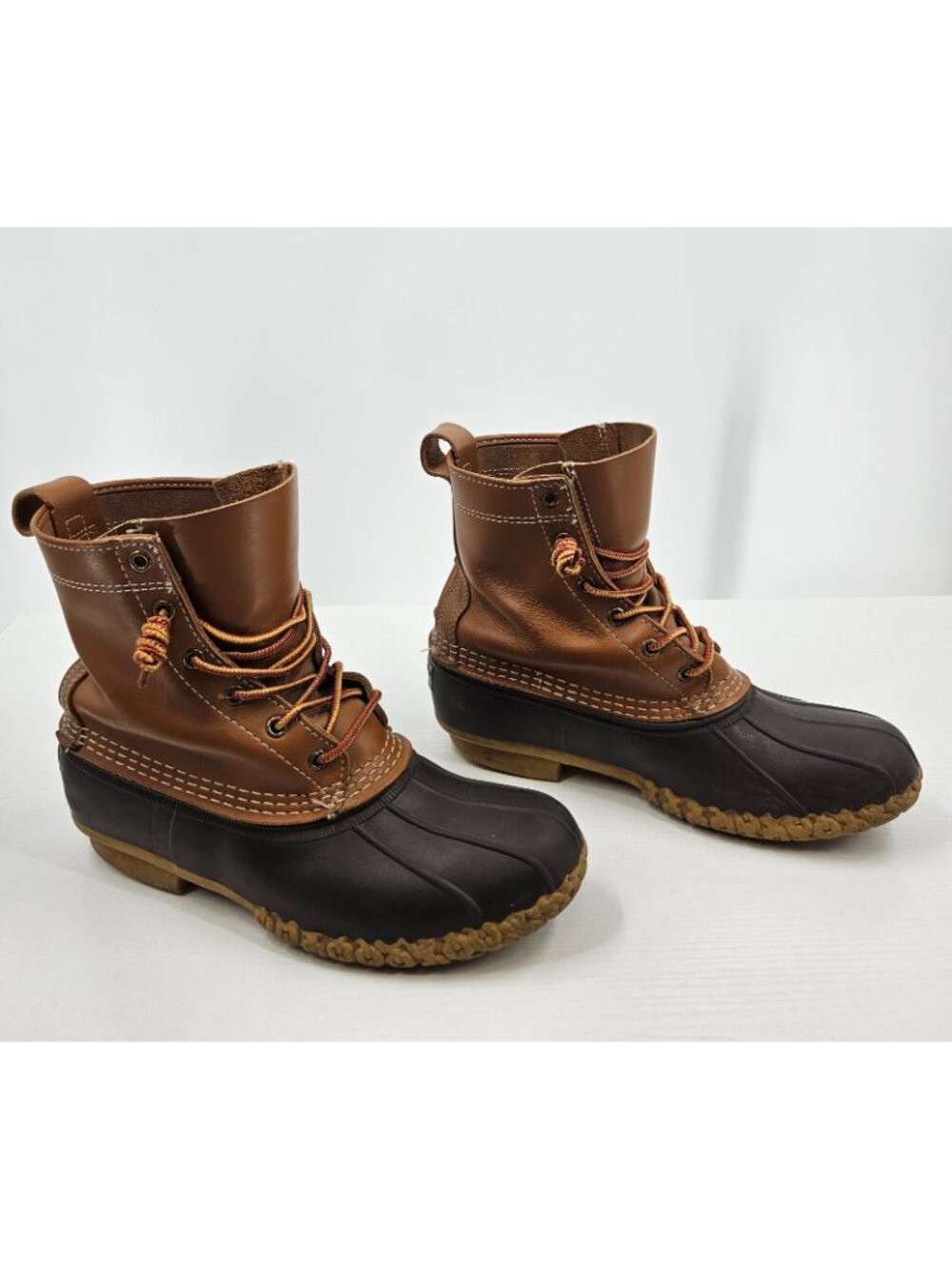 L.L.Bean Bean Boots 8M Brown Leather Duck Boots 175064 Made in USA Maine - Picture 2 of 7